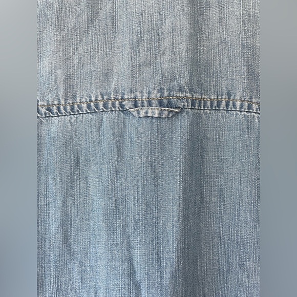 American Eagle Fit Flare Blue Chambray Denim Dress Long Sleeve Button Up Size S - Picture 3 of 10